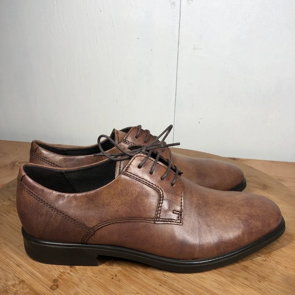Ecco mens size 42 shoes brown leather Melbourne Tie Oxford Brown Classic Work